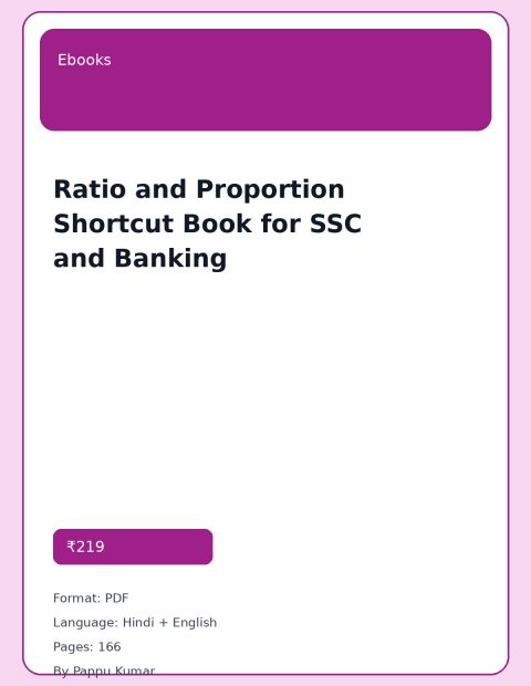 Ratio and Proportion Shortcut Book for SSC and Banking cover image