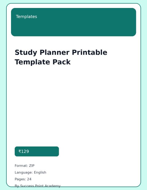 Study Planner Printable Template Pack cover image