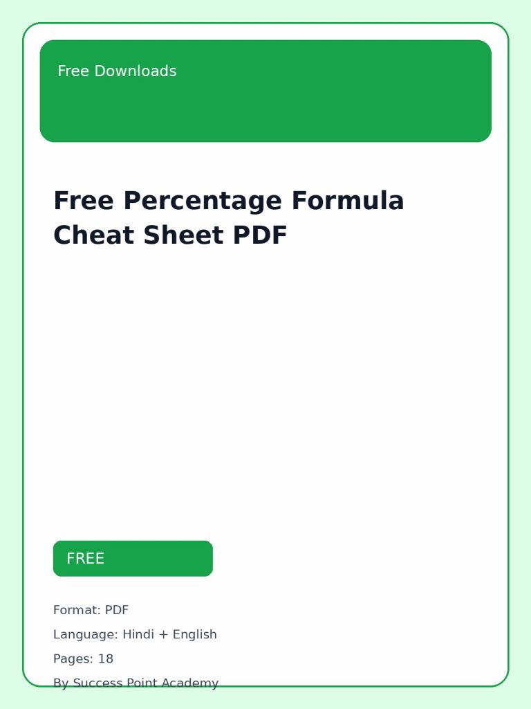 Free Percentage Formula Cheat Sheet PDF cover image