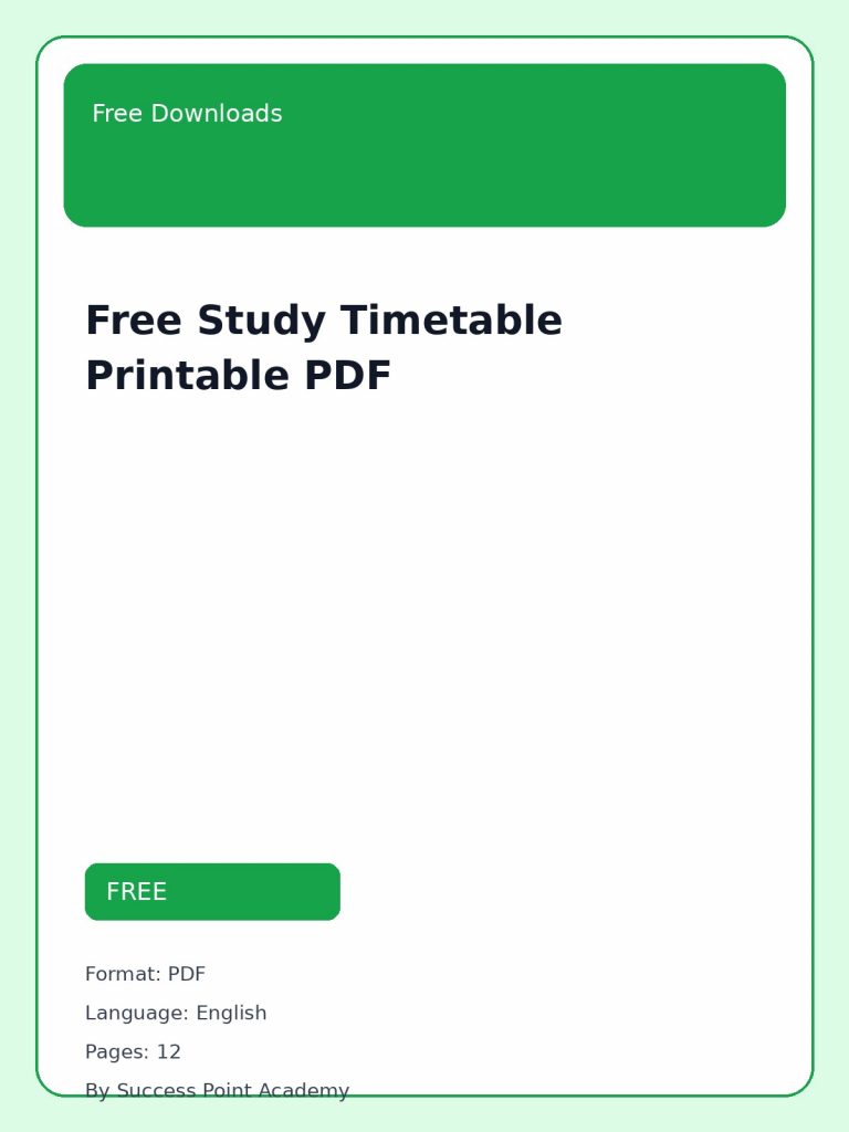 Free Study Timetable Printable PDF cover image