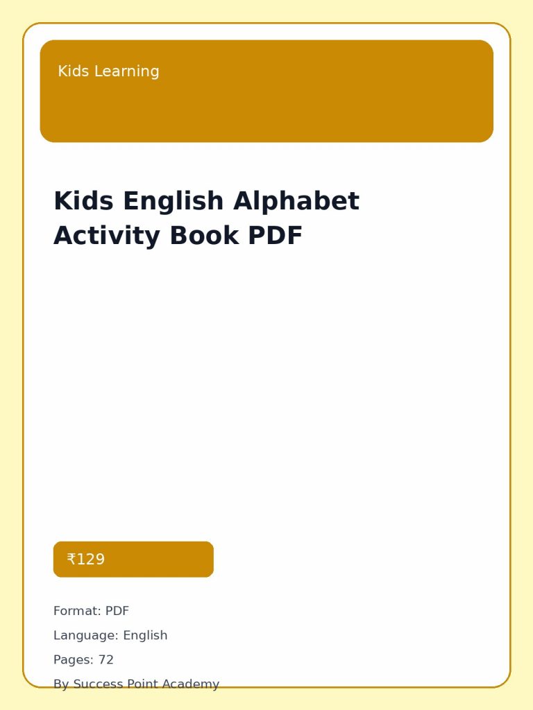 Kids English Alphabet Activity Book PDF cover image
