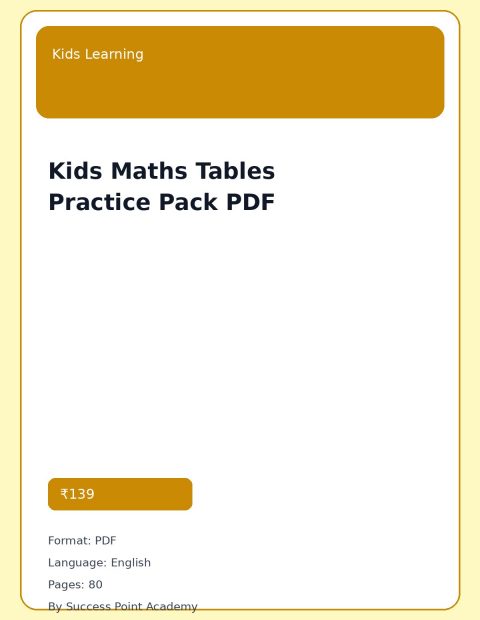 Kids Maths Tables Practice Pack PDF cover image